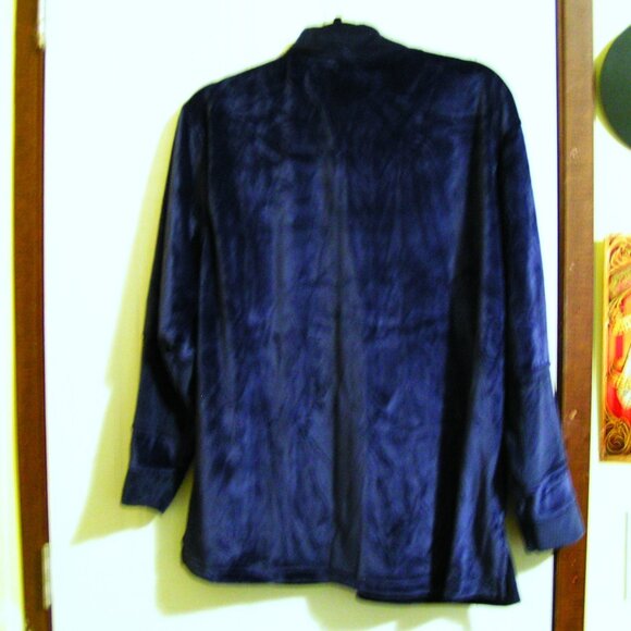 NAVY BLUE VELOUR JACKET M - Picture 2 of 2